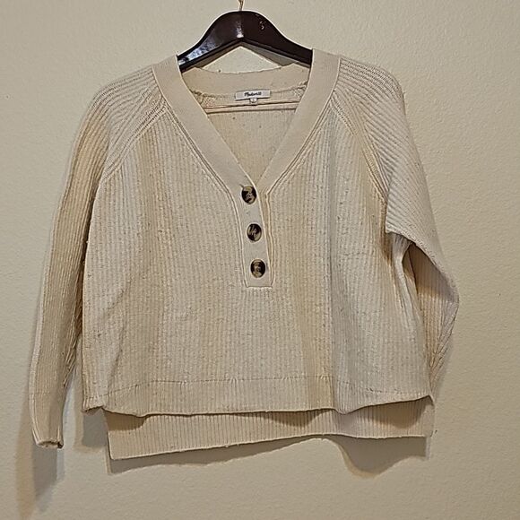 Madewell Ribbed Lyle Henley Sweater Large - Picture 2 of 5